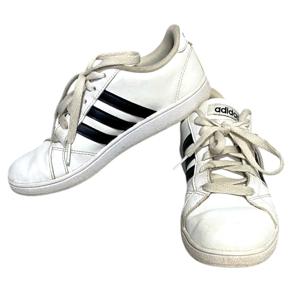Adidas Neo Baseline White Black Leather Sneakers Youth 4‎